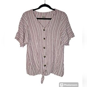 Como Vintage-Womens-Medium-Striped Button-Up Blouse